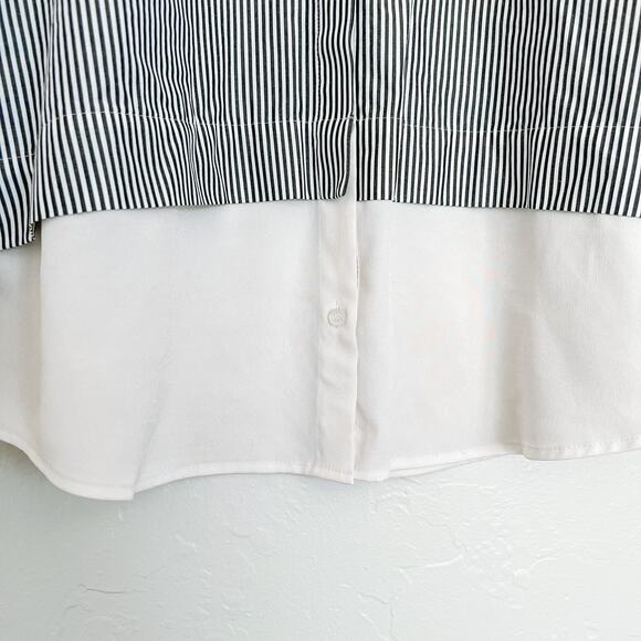 Calvin Klein Striped Shirttail Hem Button Down Large - Picture 3 of 6